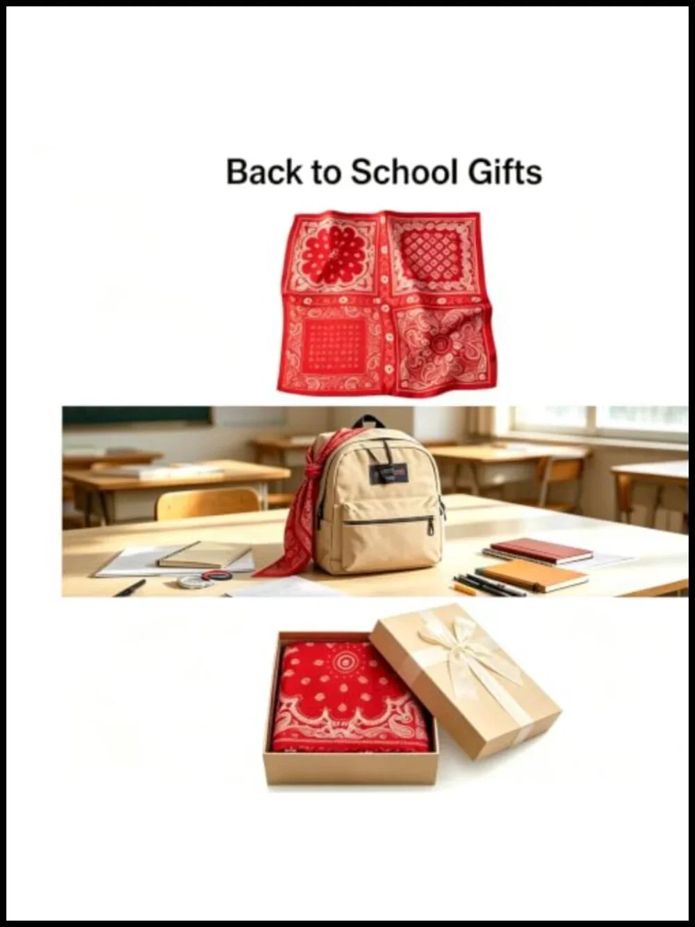 Classic Red Bandana Style Square Scarf for Hair Neck Bag 100% Polyester
